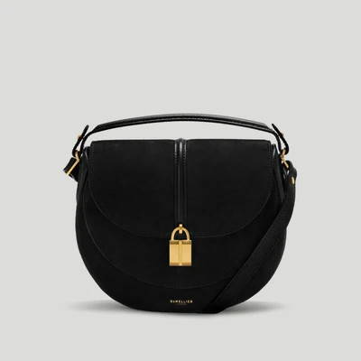 DeMellier The Siena Saddle in Black Suede Leather Crossbody bag | DeMellier