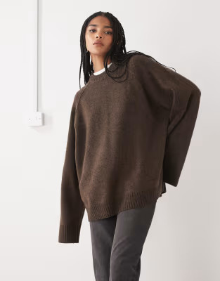 Weekday oversized relaxed fit sweater in heathered dark brown | ASOS (Global)