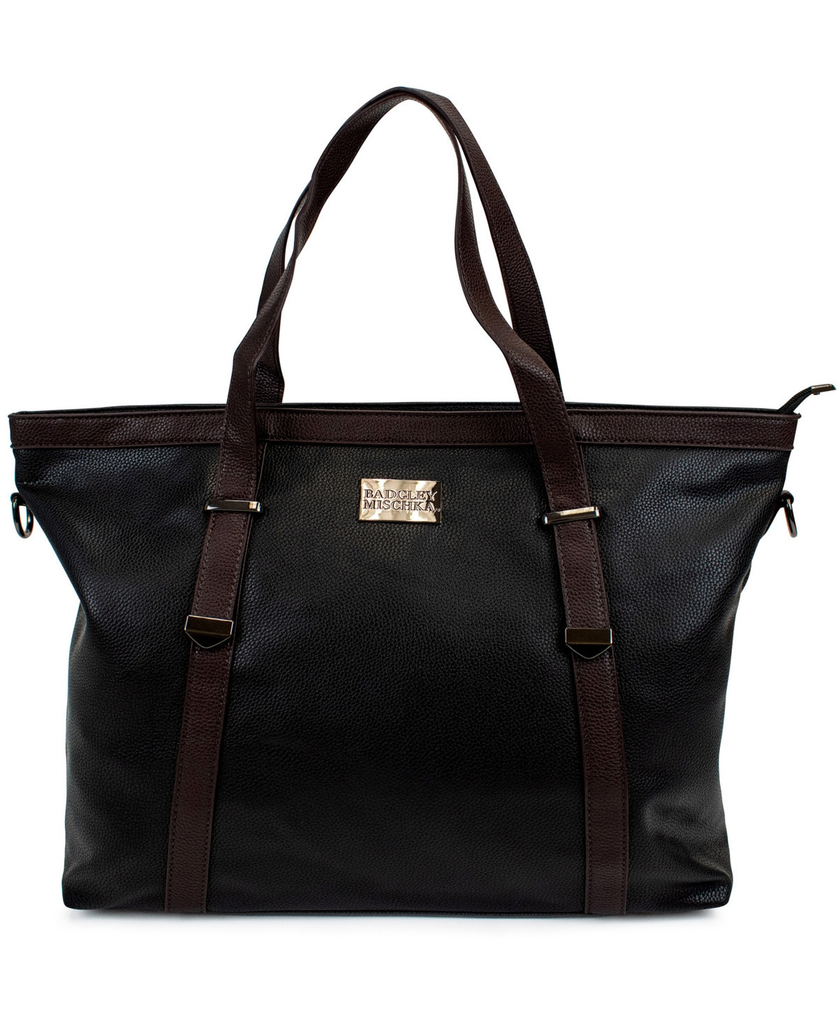 Badgley Mischka Anna Xl Faux Leather Tote Weekender Travel Bag - Black | Macy's