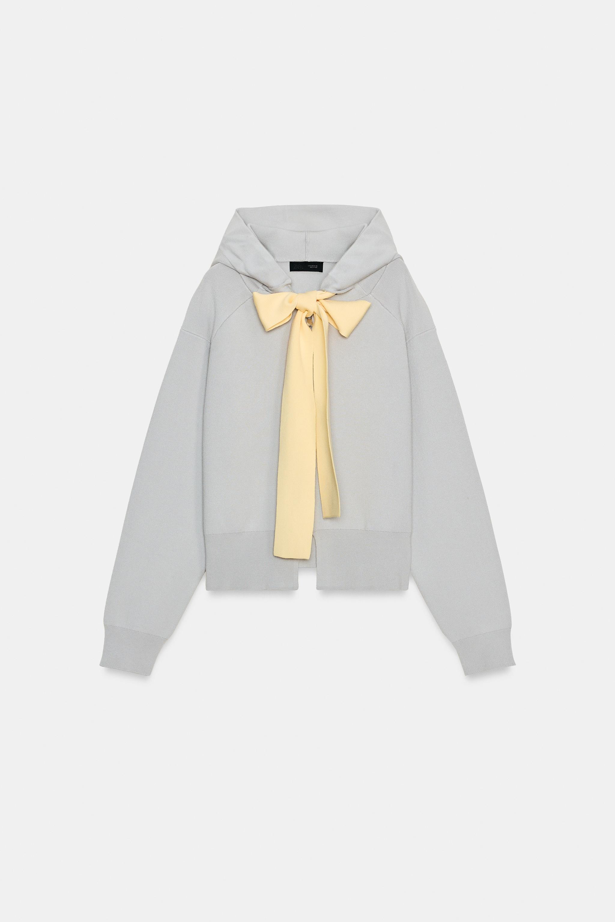 HOODED CARDIGAN WITH TIE | Zara UK