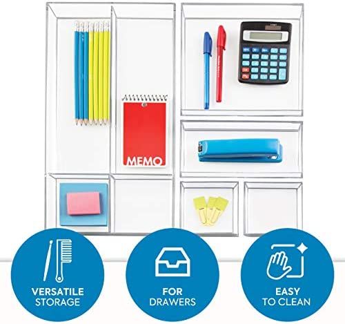 iDesign Clarity Plastic Divided Drawer Organizer, Storage Container for Vanity, Bathroom, Kitchen... | Amazon (US)