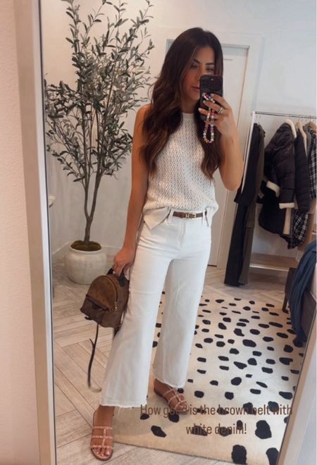 Spring outfit inspiration, summer outfit, white jeans, white denim