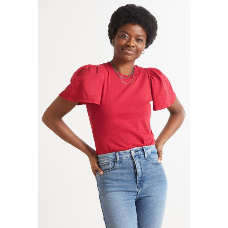 NATION LTD Savanna Flutter Sleeve Mock Neck | EVEREVE | Evereve