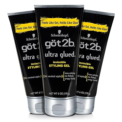 Got2b Ultra Glued Invincible Styling Hair Gel, 6 Ounce (Pack of 3) | Amazon (US)