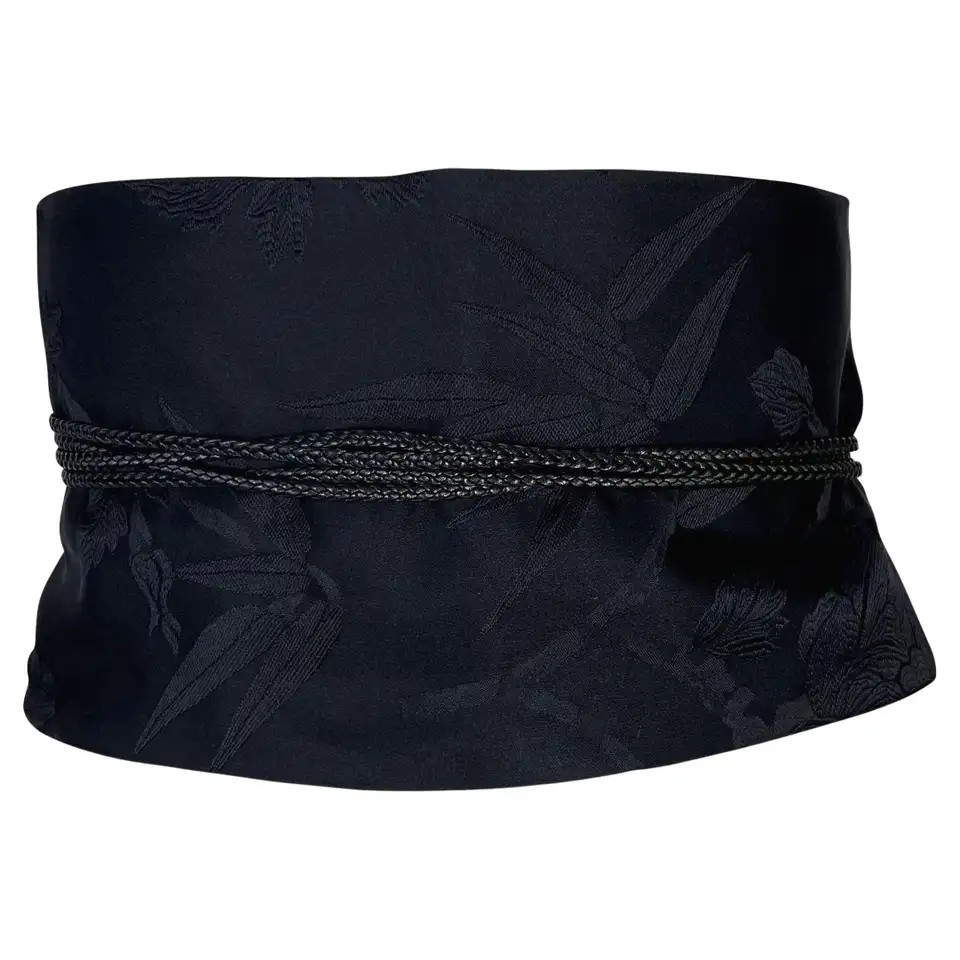 F/W 2002 Gucci by Tom Ford Runway Ad Obi Braided Black Silk Wide Wrap Waist Belt | 1stDibs