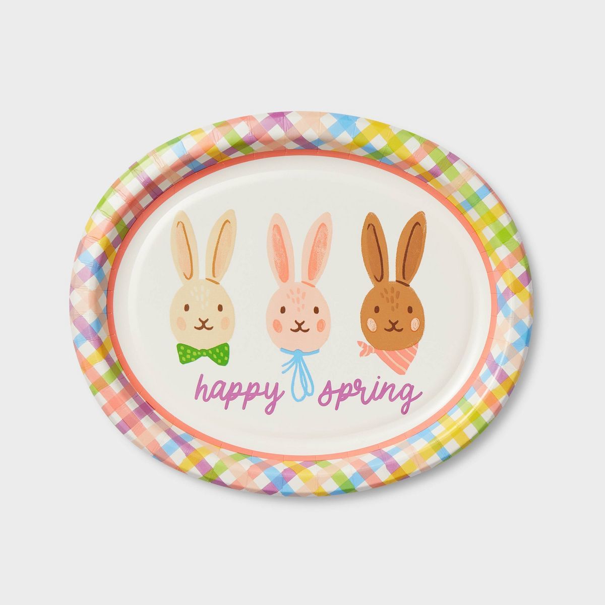 10ct Easter Oval Paper Platter Happy Spring Rabbits - Spritz™ | Target