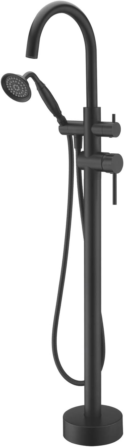 Wowkk Tub Filler Freestanding Bathtub Faucet Black Floor Mounted Brass Bathroom Tub Faucets with ... | Amazon (US)