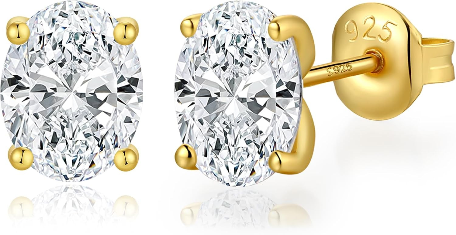 Brilliant Heart-cut/Oval-cut/Trillion-cut/Cushion-cut/Emerald-cut/Marquise-cut Stud, 925 Sterling Silver Cubic Zirconia Stud Earrings for Women Men | Amazon (US)
