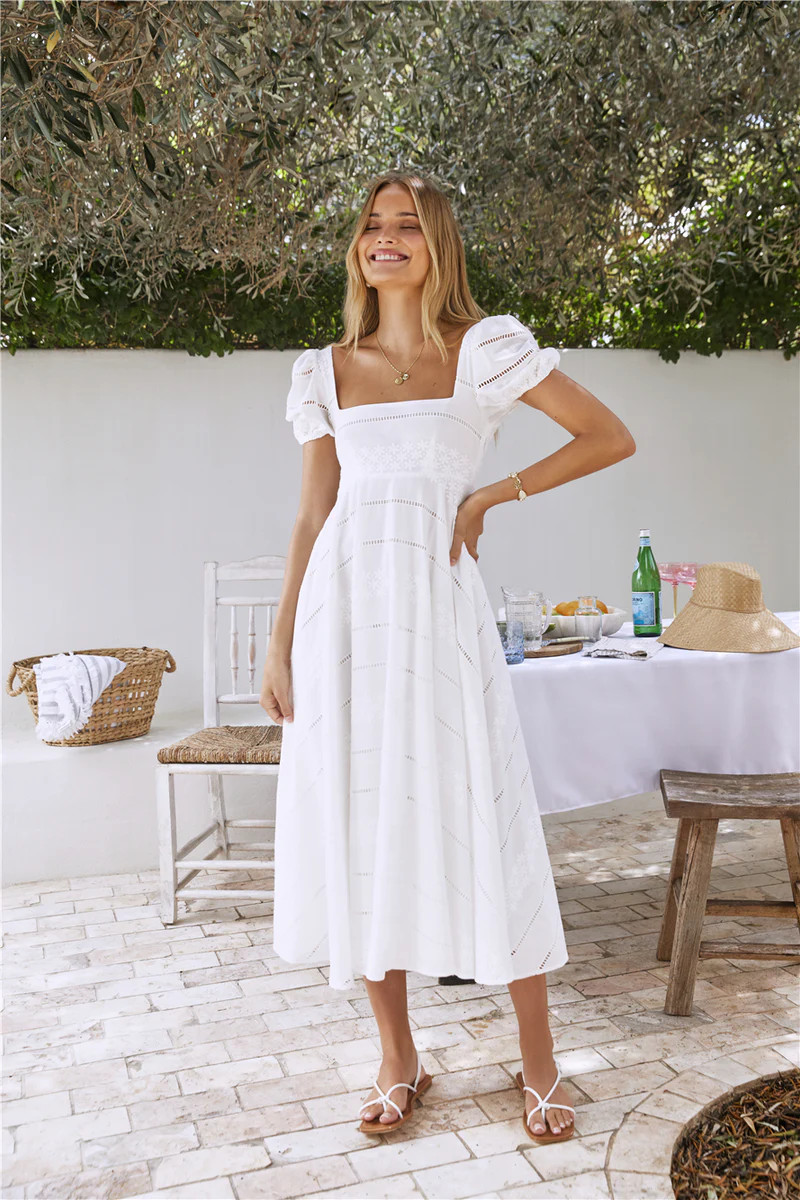 Honeysuckle Haven Maxi Dress White | Fortunate One