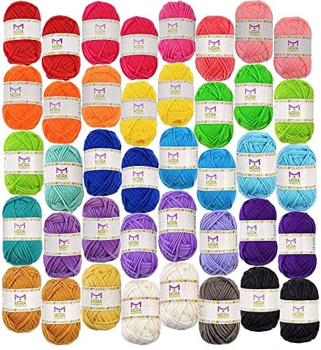 40 Assorted Colors Acrylic Yarn Skeins with 7 E-Books - Perfect Yarn for Crocheting and Knitting ... | Amazon (US)