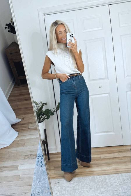 Casual weekend outfit
Wide leg jeans outfit 
Winter style 
