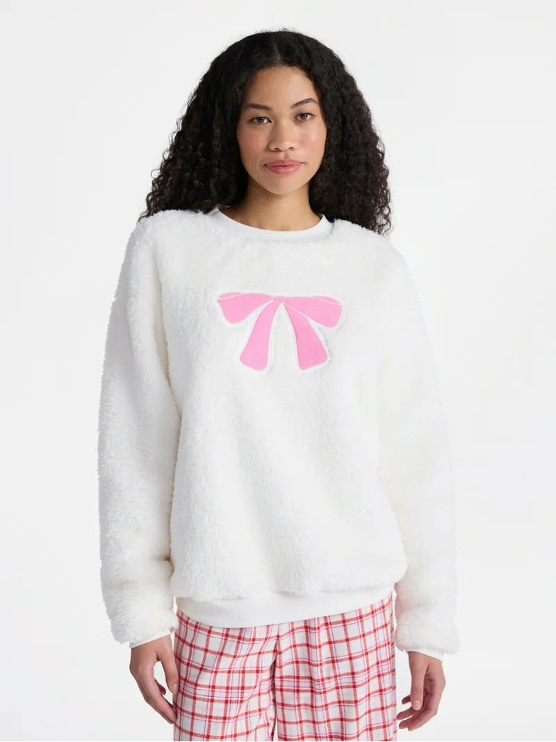 No Boundaries Sleepwear Teddy Fleece Pullover, Lightweight, Women’s | Walmart (US)