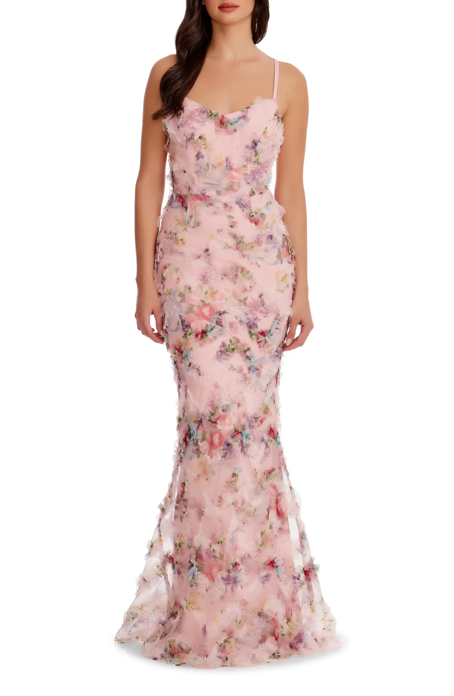 Dress the Population Giovanna Floral Ruffle Mermaid Gown | Nordstrom | Nordstrom