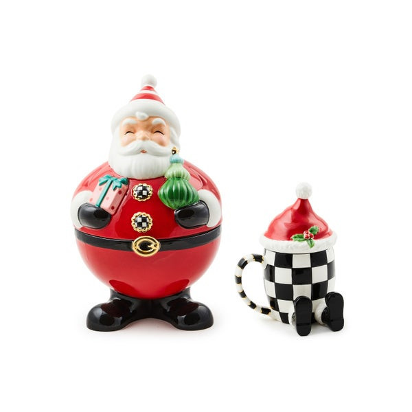 MacKenzie-Childs Santa Cookie Jar & Lidded Mug Set | MacKenzie-Childs
