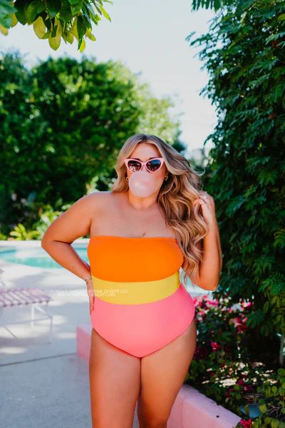 FUN IN THE SUN COLORBLOCK BANDEAU ONE PIECE BY SASSY RED LIPSTICK X PINK DESERT | Pink Desert