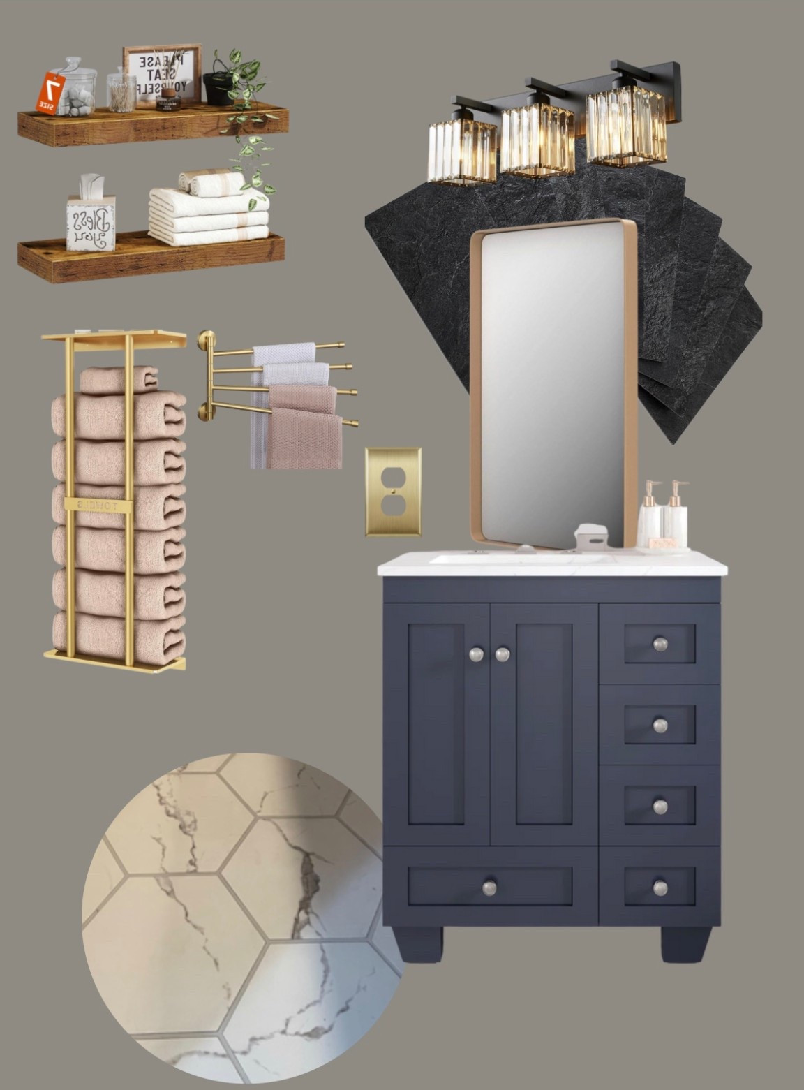 small bathroom make over with neutral darker tone #vanity #bathroomremodel #modernsmallbathroom 

#LTKSeasonal #LTKHome #LTKStyleTip