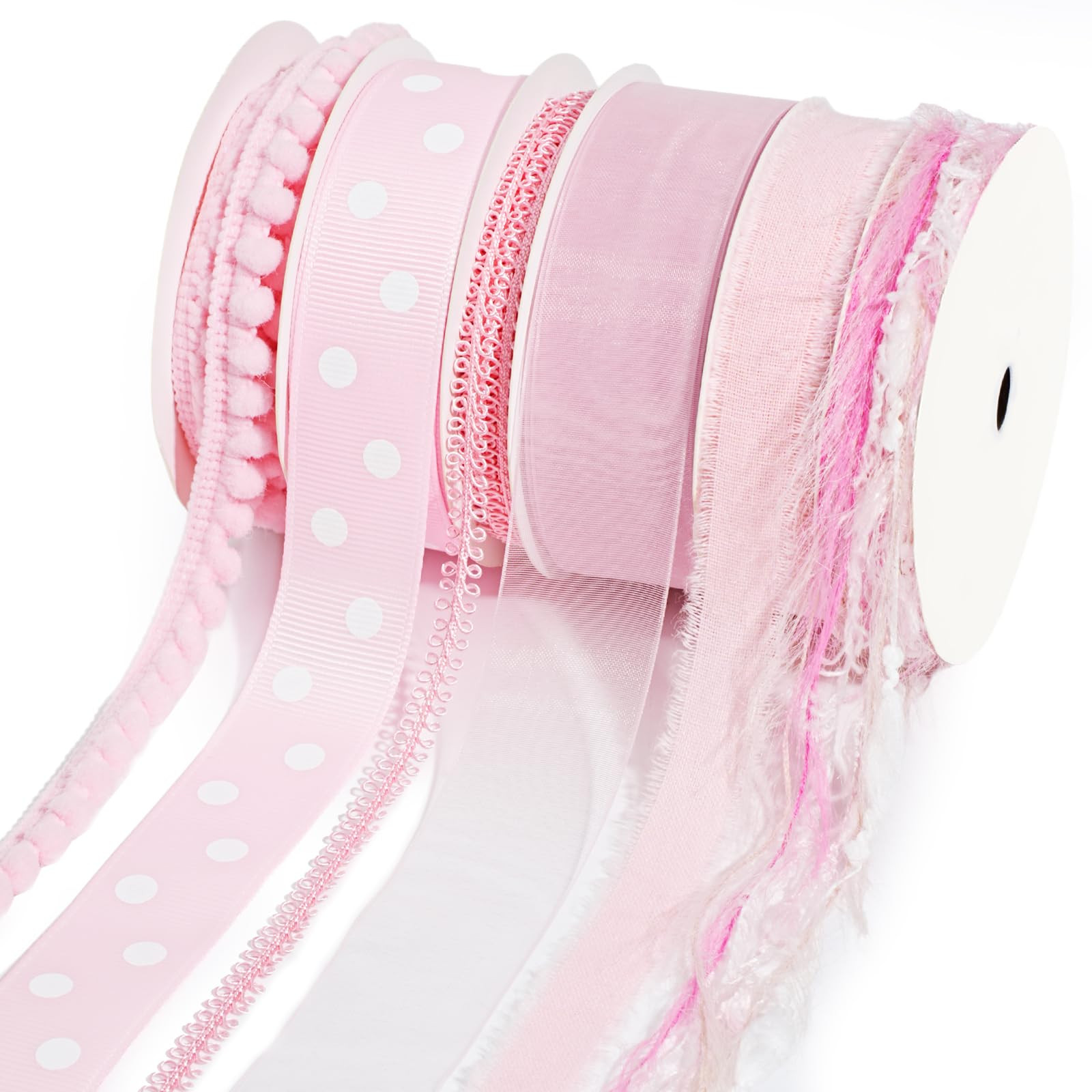 LaRibbons Pink Ribbons for Crafts 6 Rolls 27.5 Yards Total Thin Pink Ribbon for Baby Shower Sewin... | Amazon (US)