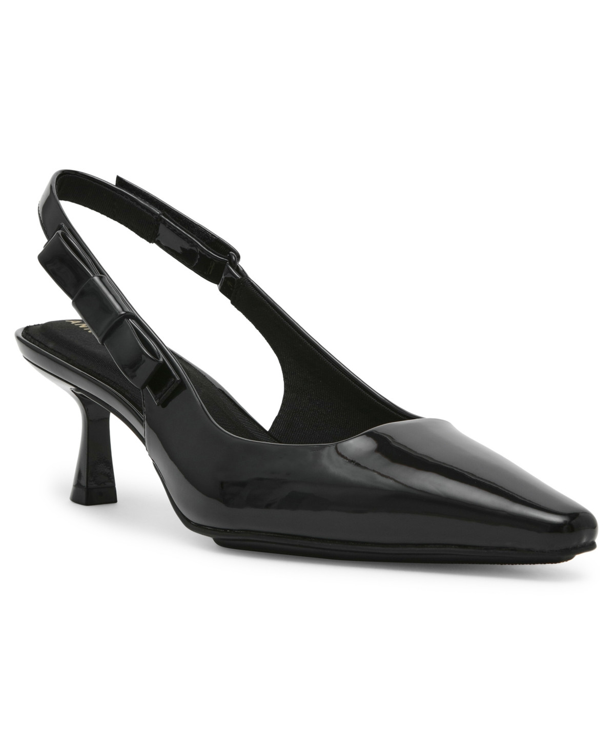 Anne Klein Women's Carmel Slingback Kitten Heel Pumps Regular & Wide Width - Black Patent | Macy's
