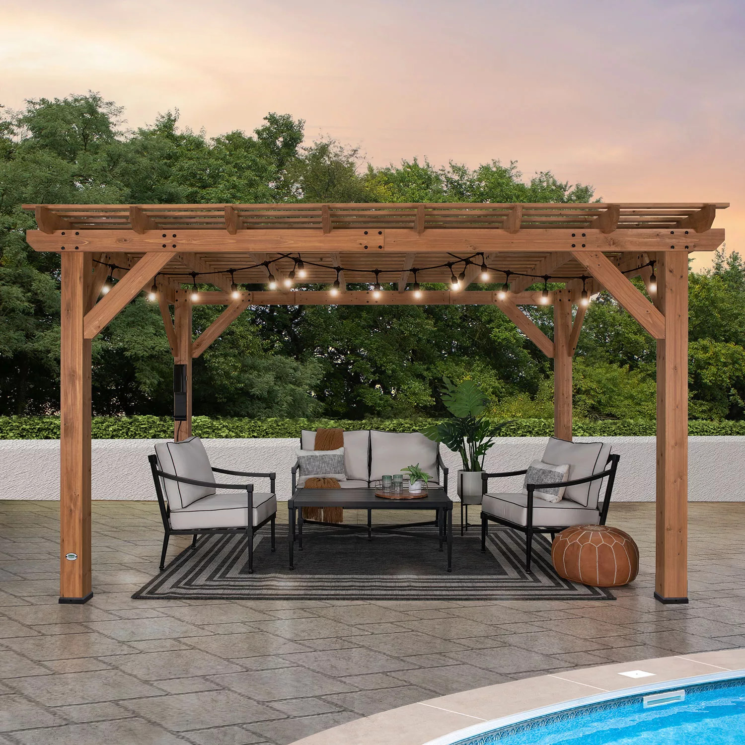 Backyard Discovery 14' x 10' Delray Cedar Pergola with PowerPort | Sam's Club