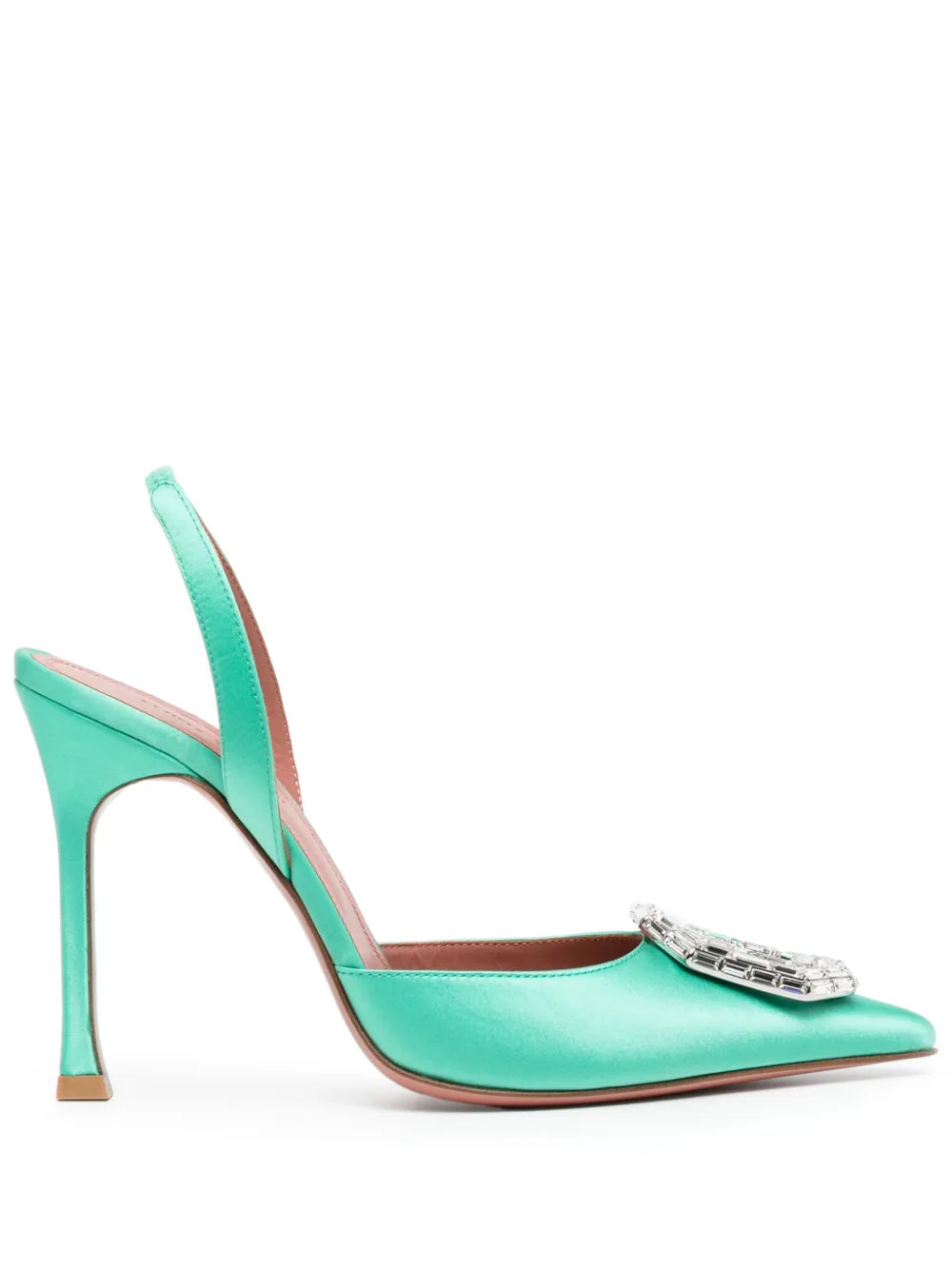 Amina Muaddi Camelia Sling 90mm Satin Pumps - Farfetch | Farfetch Global