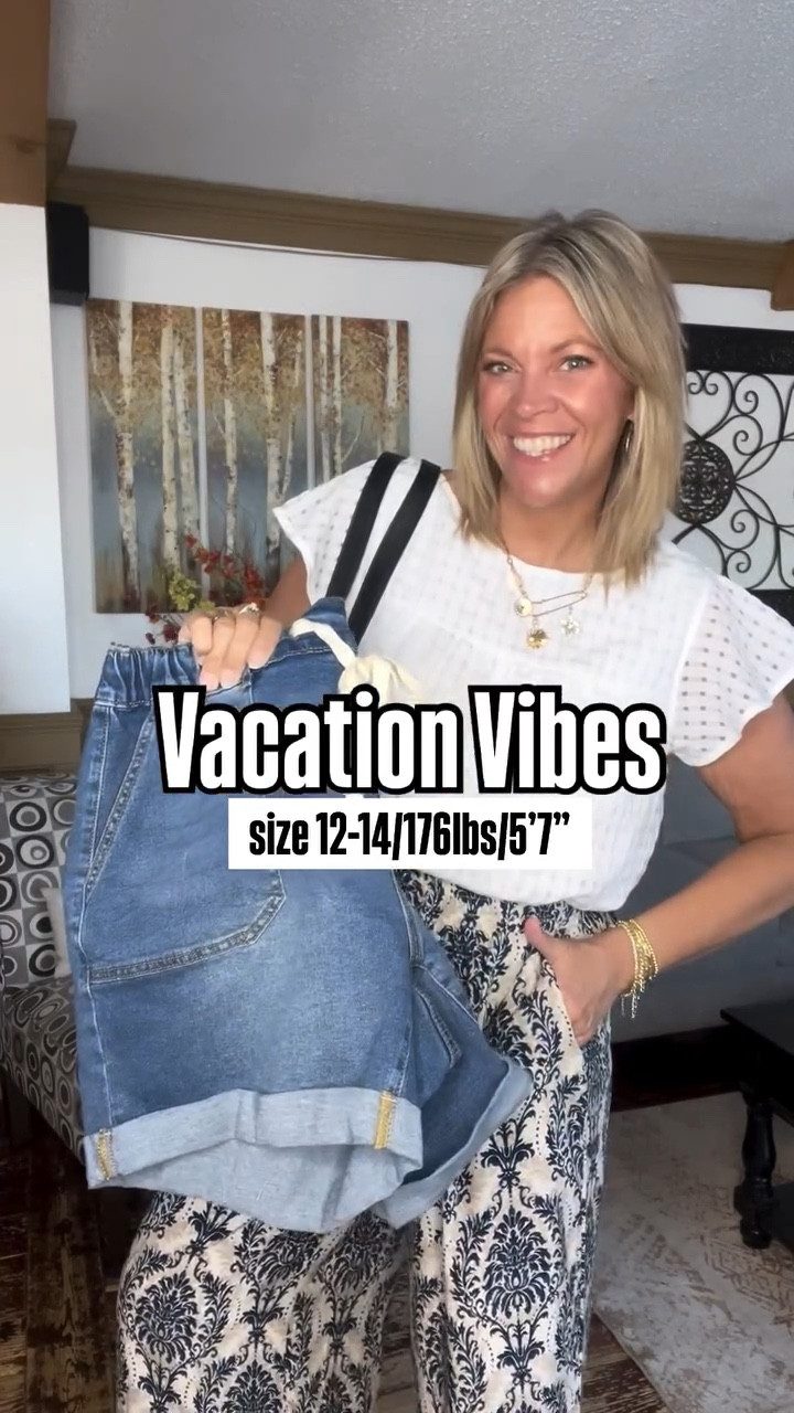 All the vacation vibes in these flowy pants, lightweight blouse, and comfy elastic waist shorts. Which outfit is more your style?  I’m 176lbs/5’7” tall wearing the size 14-16 in the pants, 14 in the shorts, and size 12 in the top.

#LTKOver40 #LTKMidsize #LTKSeasonal