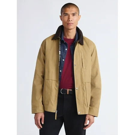 Free Assembly Men s Canvas Barn Jacket with Corduroy Collar Sizes S-3XL | Walmart (US)
