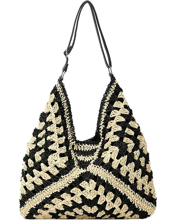 Straw Hobo Bags for Women Vintage Shoulder Bag Everything Tote Bag Designer Beach Bag Holiday Wor... | Amazon (US)