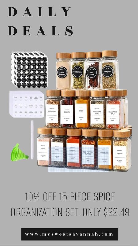 Spice set on sale! Get your pantry or drawers organized with this spice set kit. Jars, lids, labels, and a funnel. 
Chic storage must!
Amazon daily deal 

#LTKhome #LTKsalealert #LTKstyletip