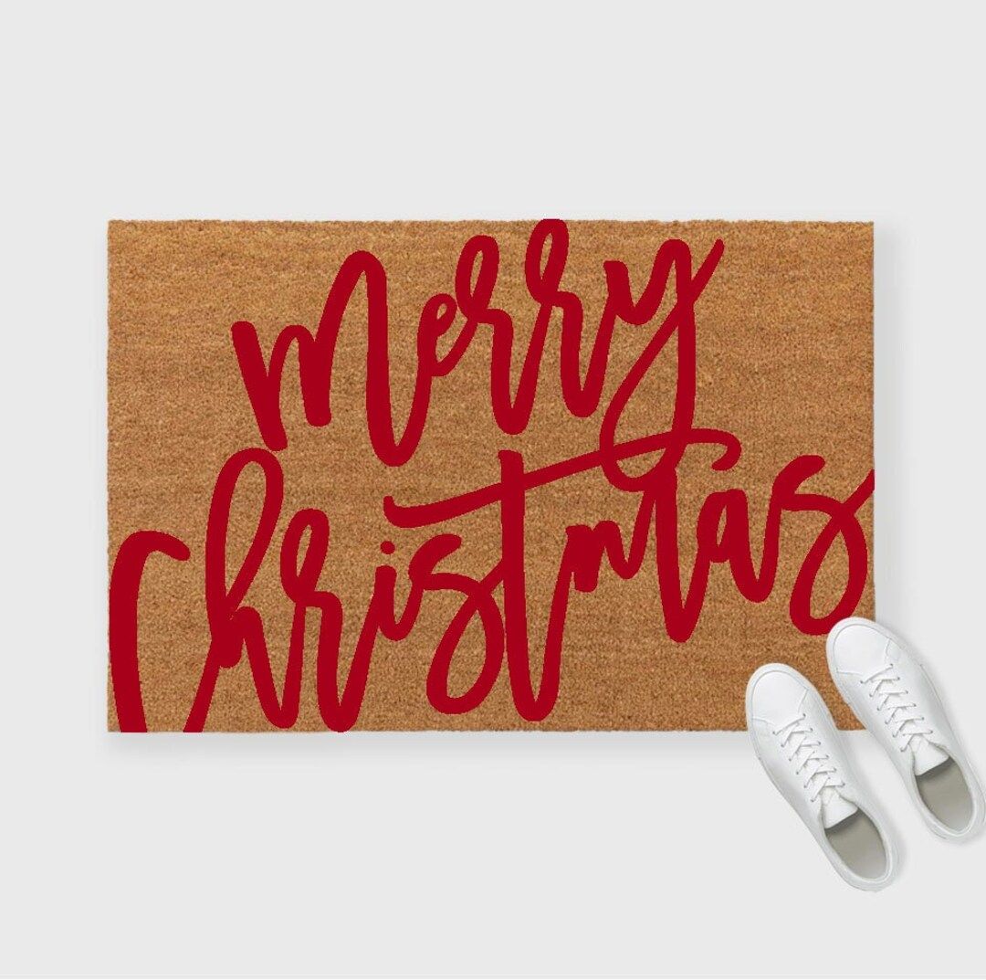 Merry Christmas Doormat,Merry Christmas Door mat,Christmas Doormat,Script Christmas Doormat,Chris... | Etsy (US)