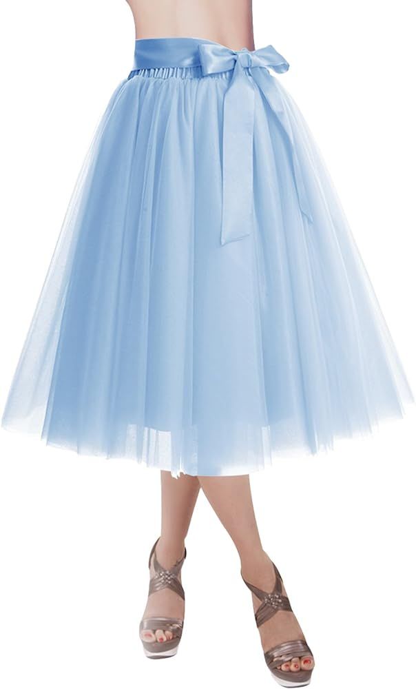 DRESSTELLS Knee Length Tulle Skirt Tutu Skirt Evening Party Gown Prom Formal Skirts | Amazon (US)