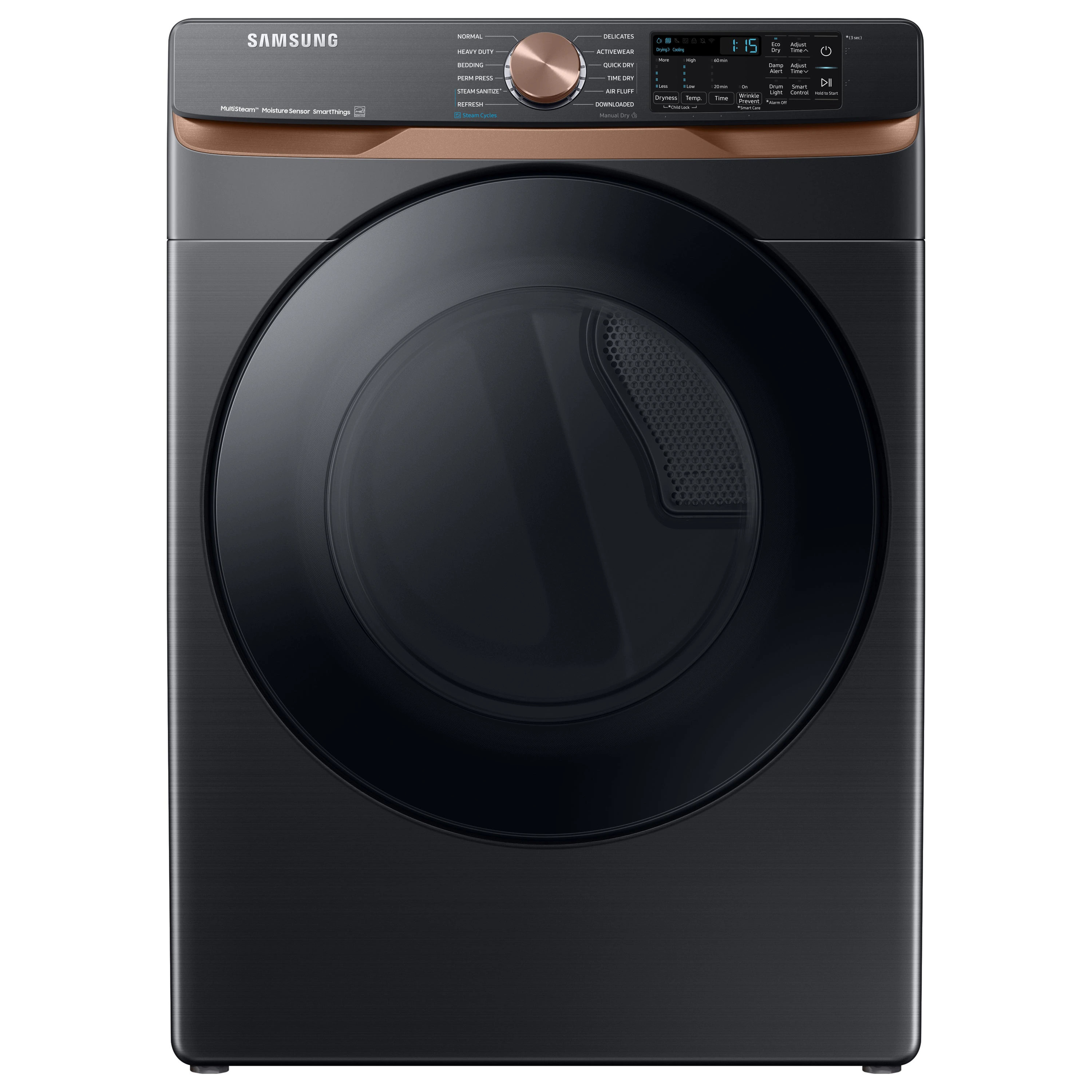 Samsung 7.5-cu ft Stackable Vented Electric Dryer with Steam Cycle ( Brushed Black ) | DVE50BG8300V | Lowe's