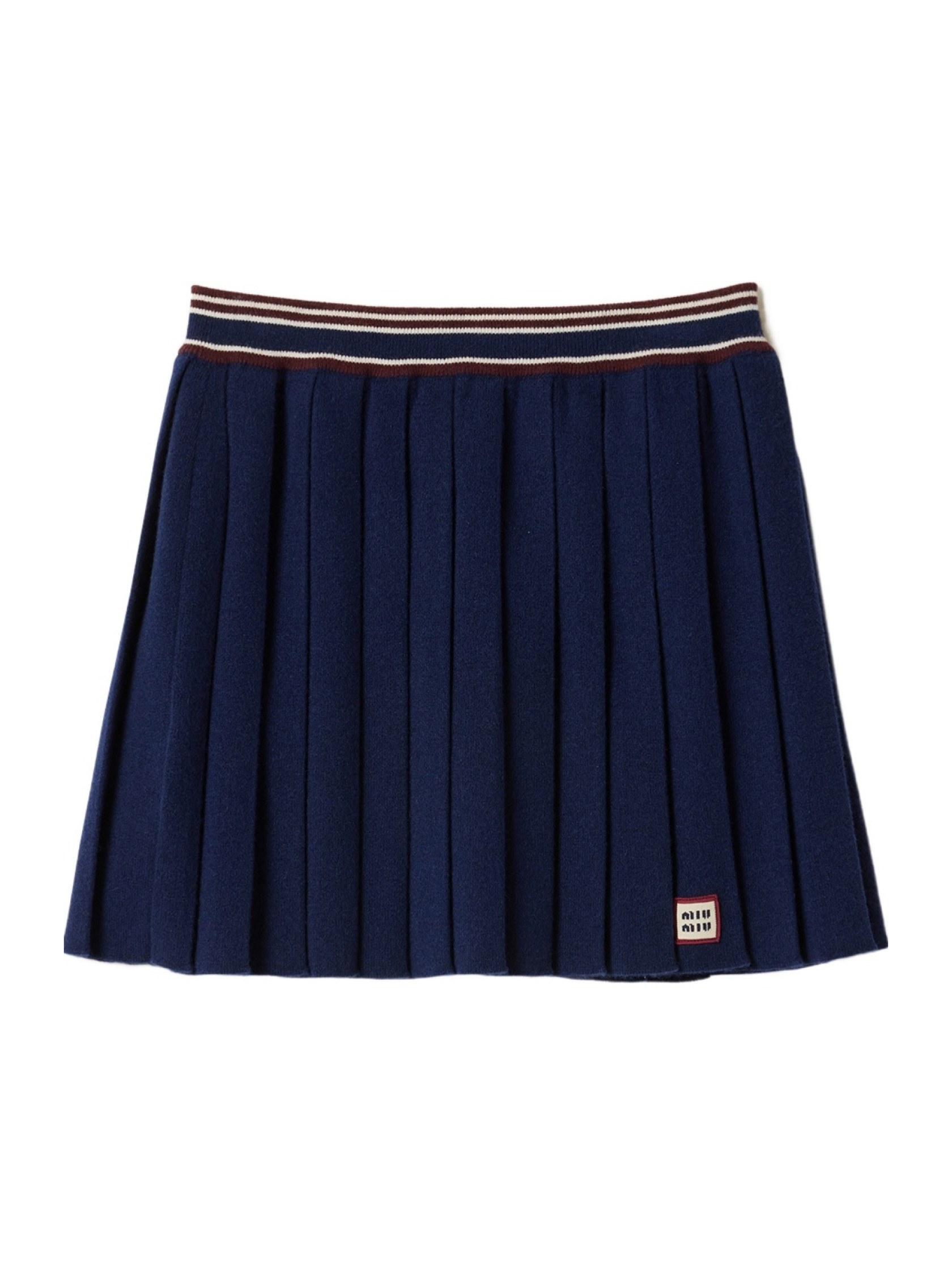 Miu Miu Logo-Patch Pleated Mini Skirt | Senser US