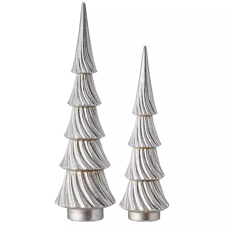 New! Silver Swirl Christmas Trees, Set of 2 | Kirkland's Home