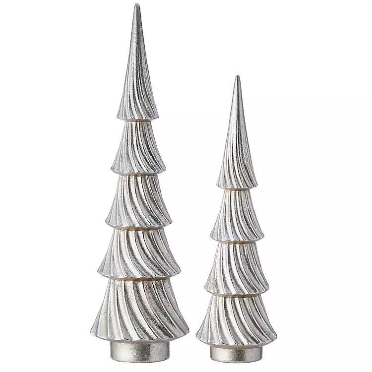 New! Silver Swirl Christmas Trees, Set of 2 | Kirkland's Home