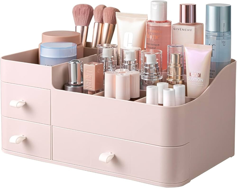 HBlife Makeup Organizer & Skincare Storage - Large Cosmetic Organizer with 3 Drawers, 8 Compartme... | Amazon (US)