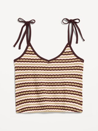 Sleeveless Pointelle Tie-Strap Tank Top | Old Navy (US)
