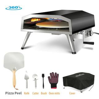 16 in. Propane Pizza Oven, Outdoor Pizza Oven in Black, with Rotating Pizza Stone | The Home Depot