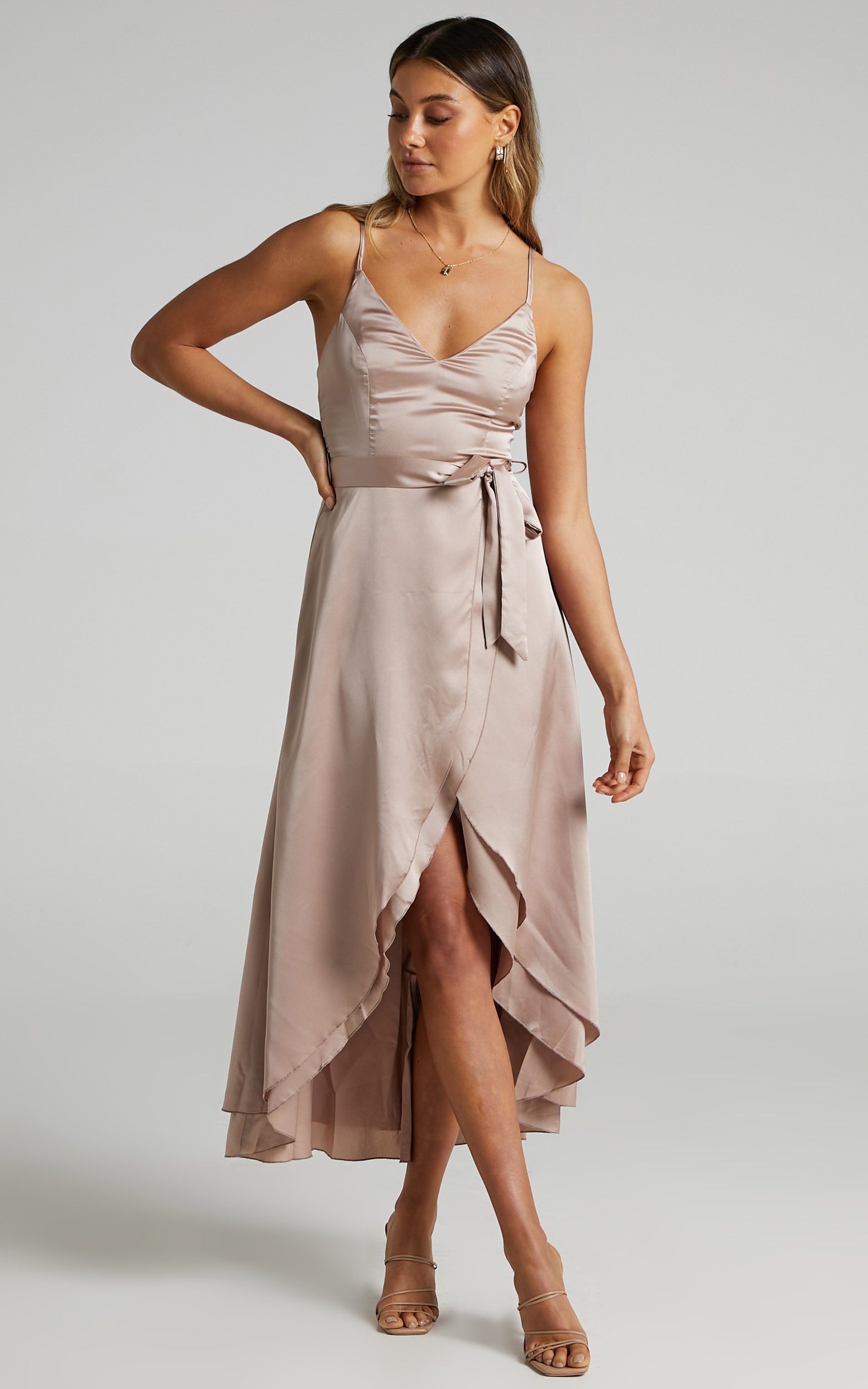 Treasuring You Dress in Mocha Satin | Showpo - deactived