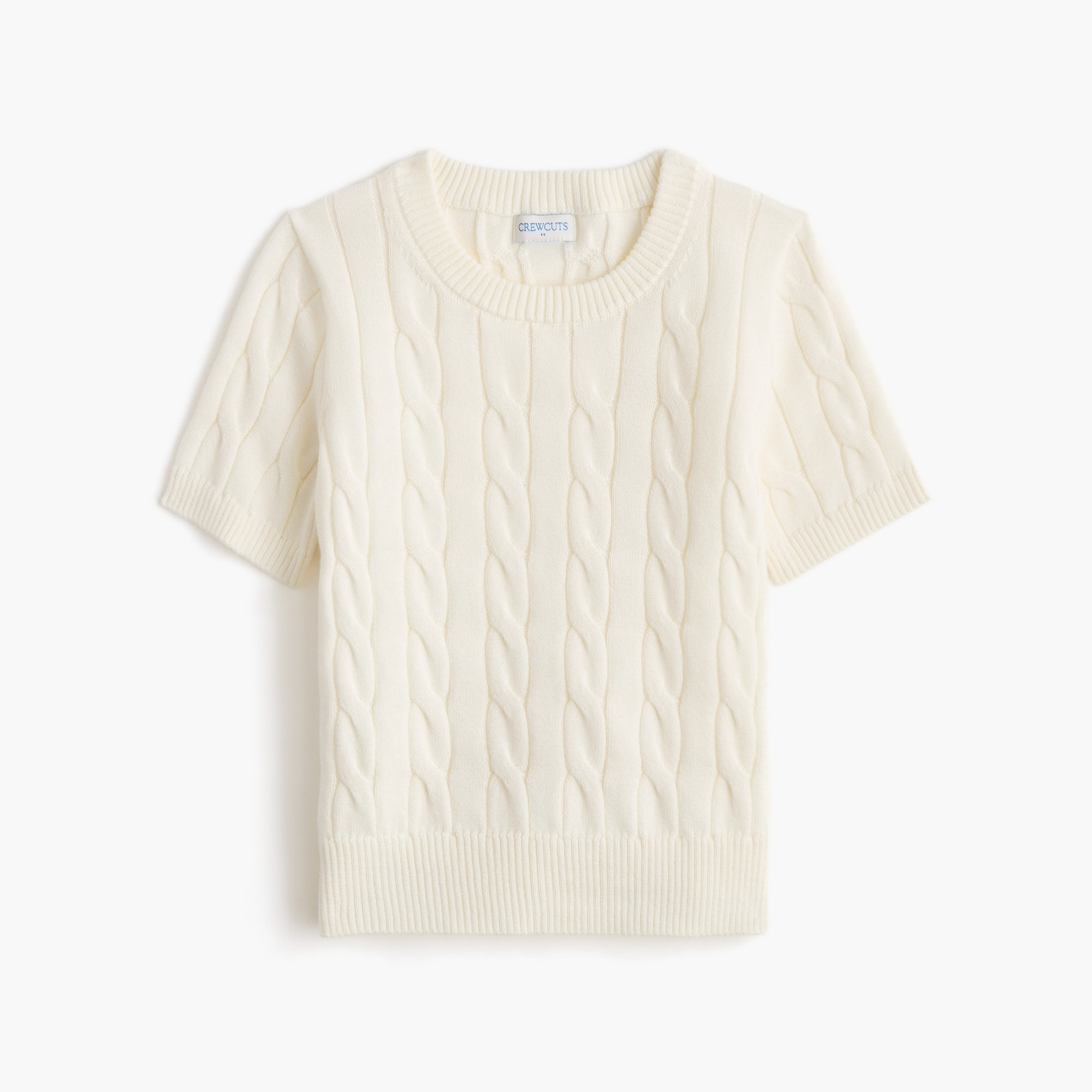 Girls' short-sleeve cotton cable crewneck sweater | J.Crew Factory