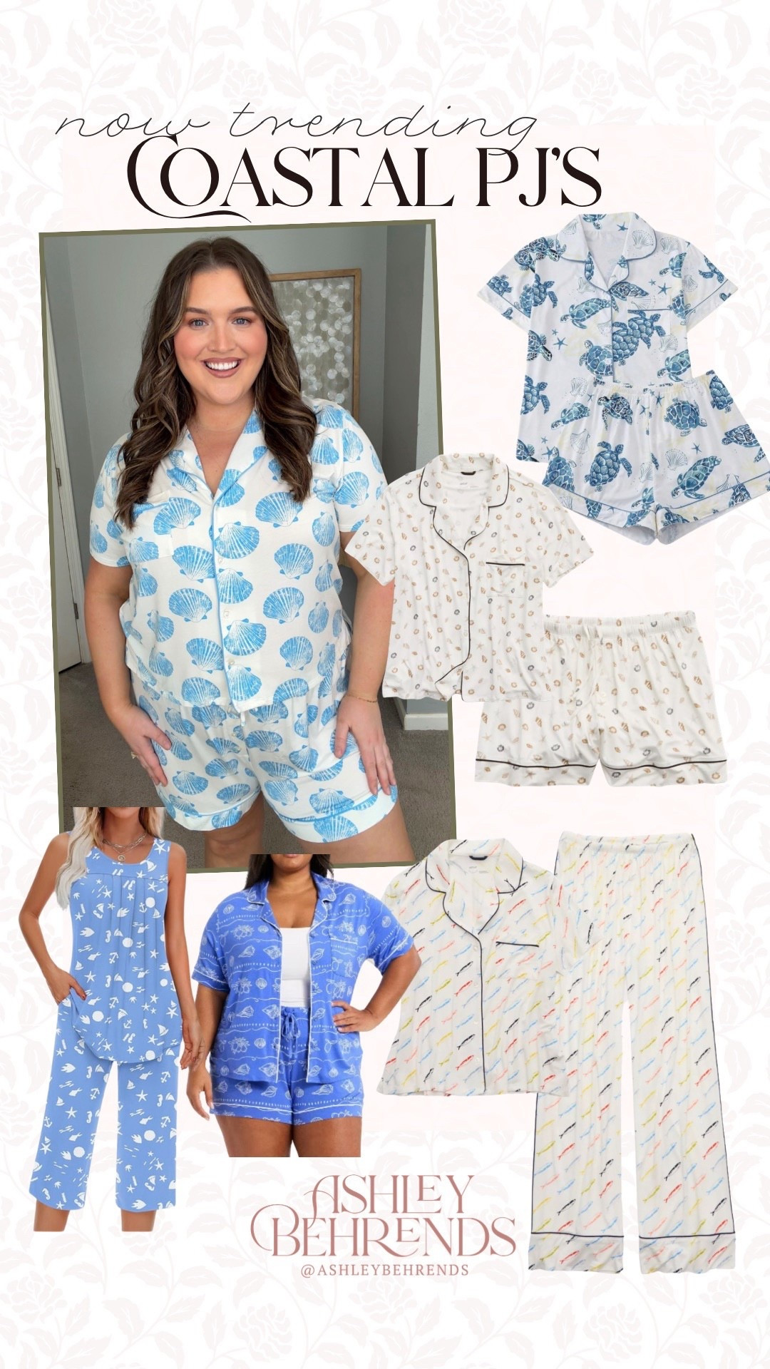 I have been obsessed with all the fun coastal/beachy 🌊 pajamas lately and these are all so cute! I’ve found several different styles and love the different shades of blue. The Aerie brand I’m wearing is one of the most comfy pair of pajamas I have, and they come in a handful of cute prints and also come in a matching pants version as well. This Target 🎯 set is going super fast and the Amazon options are size inclusive. 
Spring pajamas, plus size approved pajamas, anchor pajamas, seashell pajamas 

#LTKSeasonal #LTKPlusSize #LTKgrwm