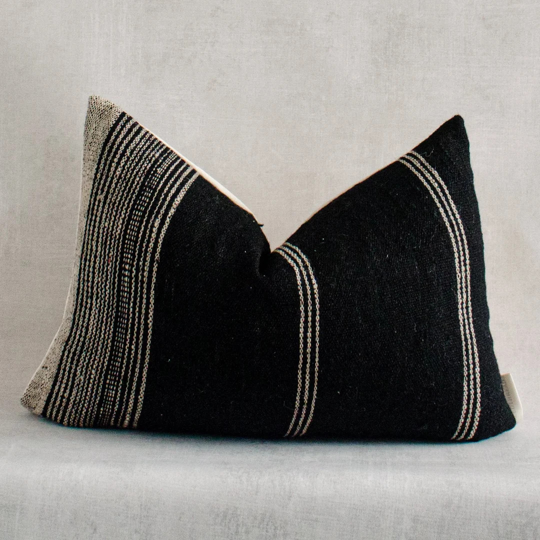 Lumbar Pillow Cover 14x20  Noire Black Throw Pillow Cover  - Etsy | Etsy (US)