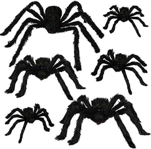 Garma Halloween Spider Decorations, 6 Pcs Realistic Hairy Spiders Set with Red Eyes and Bendable ... | Amazon (US)
