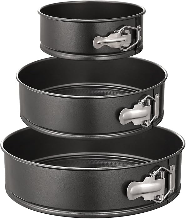 HIWARE Springform Pan Set of 3 Non-stick Leakproof Round Cake Pan Set Includes 3 Pieces 6" 8" 10" | Amazon (US)