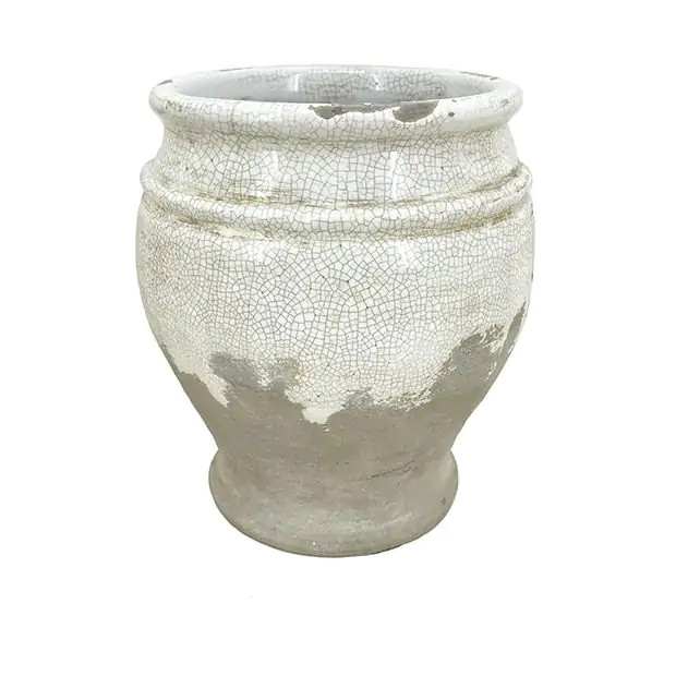 Crackle Glaze Planter Pot 9 Inch | Antique Farm House