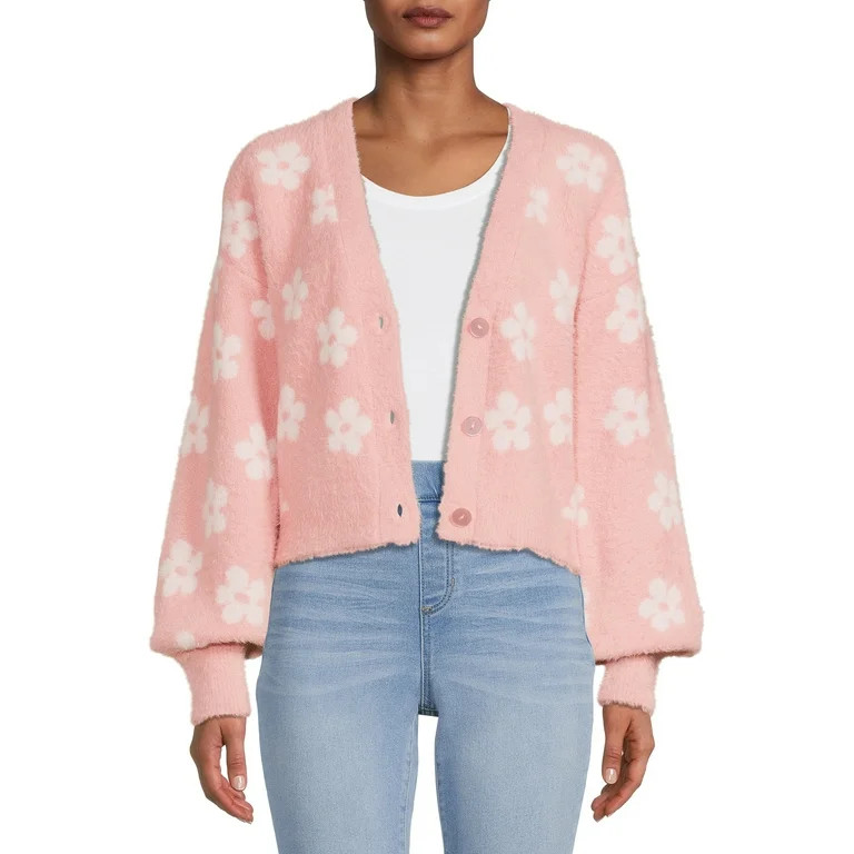 No Boundaries Juniors' Cropped Open Front Cardigan | Walmart (US)