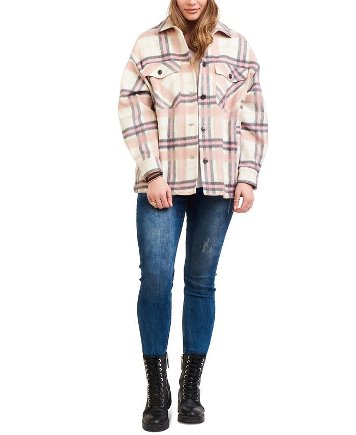 Black Tape Plaid Shirt Jacket & Reviews - Jackets & Blazers - Women - Macy's | Macys (US)