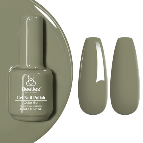 Beetles Green Gel Nail Polish, 1Pcs 15ML Dark Green Color Nails Fall Winter Cecilia Sage Gel Polish Uv Nail Lamp Cured Manicure Salon DIY Nails Art | Amazon (US)