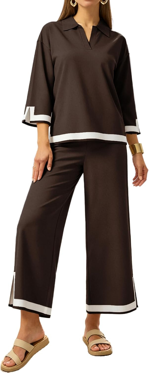 Tanming Womens 2 Piece Outfits 3/4 Sleeve Sweater Lounge Sets | Amazon (US)