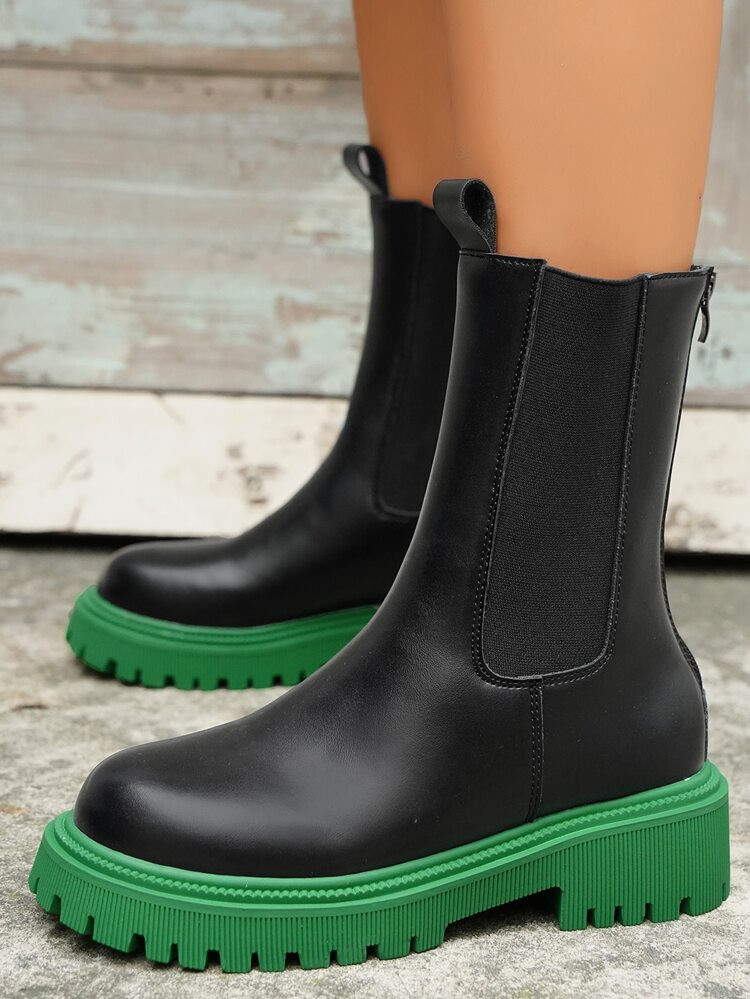 Two Tone Zip Back Chelsea Boots | SHEIN