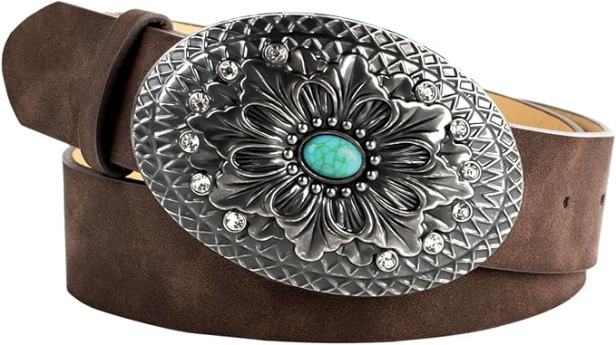 Scarlet Darkness Western Leather Belts for Woman Cowboy Cowgirl Country Belt Concho Belt With Tur... | Amazon (US)